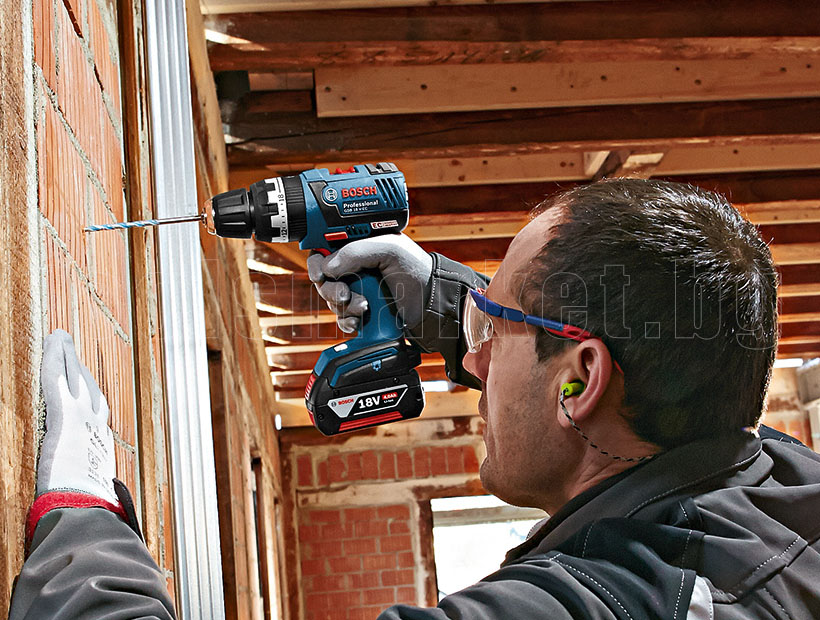 Акумулаторен ударен винтоверт Bosch GSB 18 V-EC с L-Boxx, 2 x 4,0 Ah